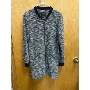 Sanctuary Clothing Textured Zip Jacket Medium Black Gray Longline Bomber Med